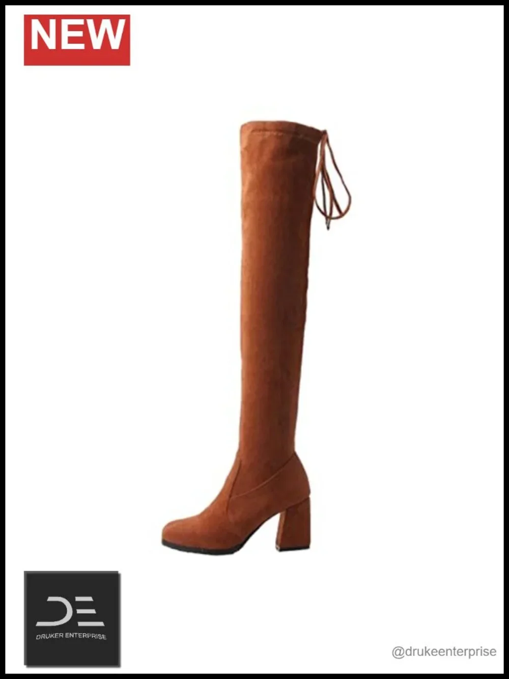 Over the Knee Boots Suede High Block Heel Pointed Toe Women